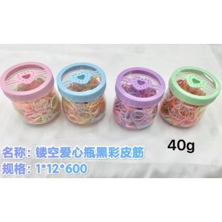Heart-Lid Jar of Hair Elastics, 40 g