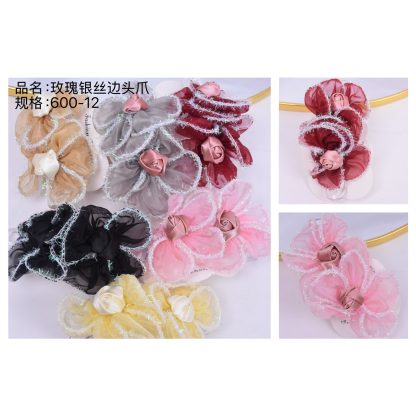 Rose Silver-Edge Hair Claw